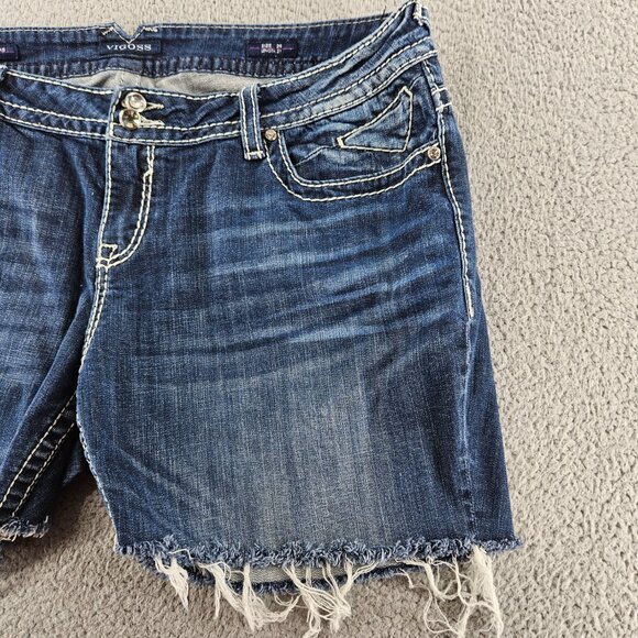 Vigoss Denim Shorts Womens 24 Blue Dallas Cut Off Frayed Hem Distressed Jean - Picture 4 of 16